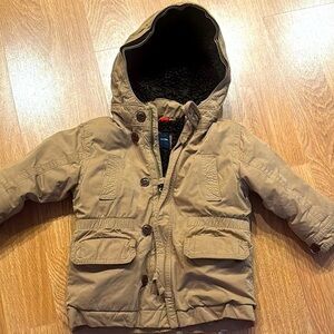 Baby Gap Children's Tan Hooded plush‎ fleece lined winter parka Jacket size 3T